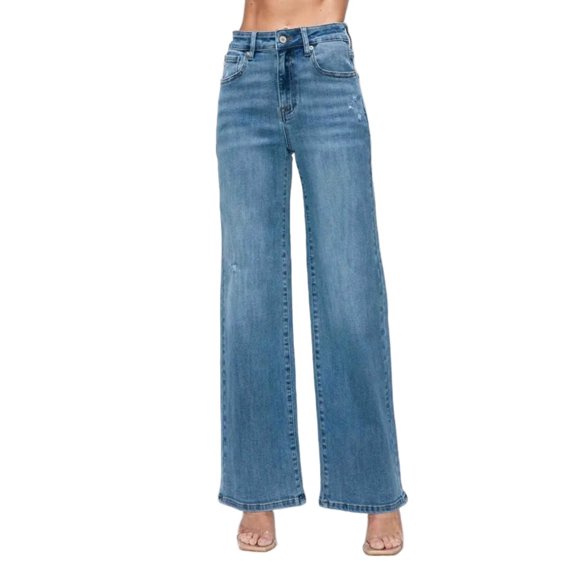 High Rise Wide Leg Jeans with Pockets