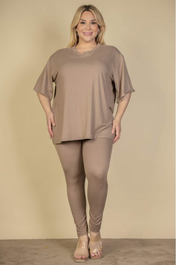 GARDEN NAKED Plus Size Oversized T-shirt Leggings Set