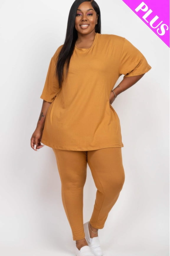 GARDEN NAKED Plus Size Oversized T-shirt  Leggings Set
