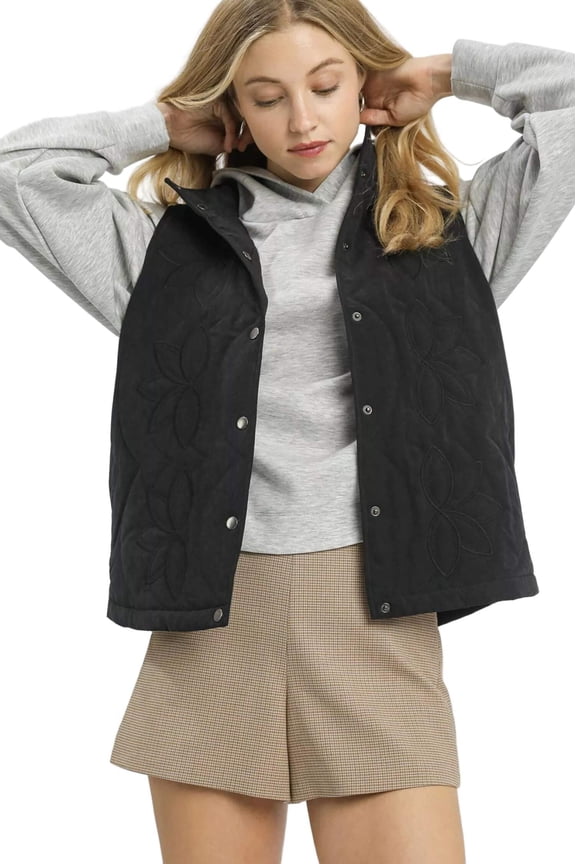 Quilted Embroidered Vest