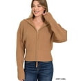 thumbnail image 1 of Zenana Ribbed Collared Zip Up Sweater Cardigan, 1 of 4