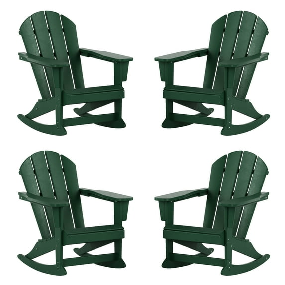 GARDEN Outdoor Adirondack Rocking Chairs for Patio (Set of 4), Dark Green
