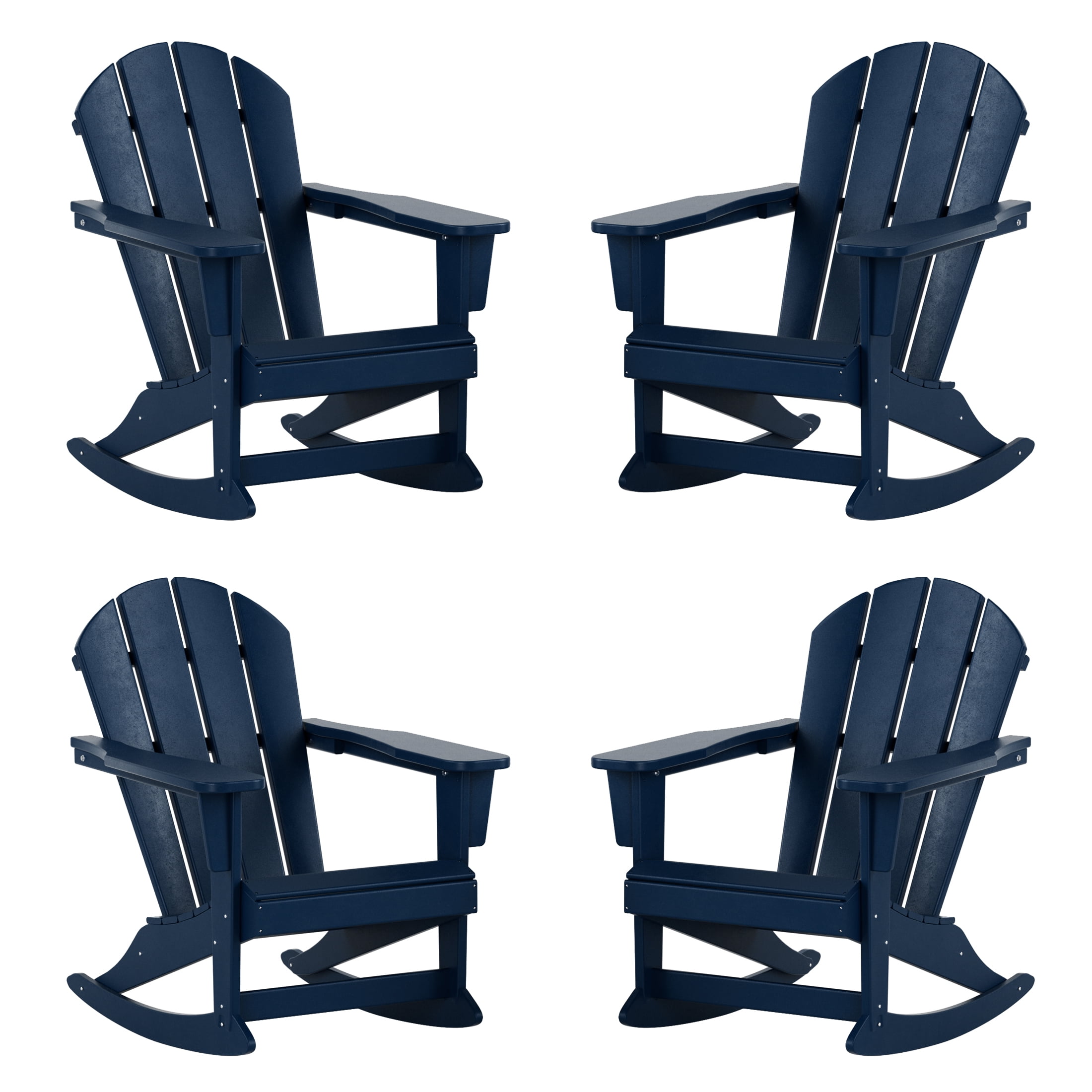 GARDEN Outdoor Adirondack Rocking Chairs for Patio (Set of 4), Navy Blue