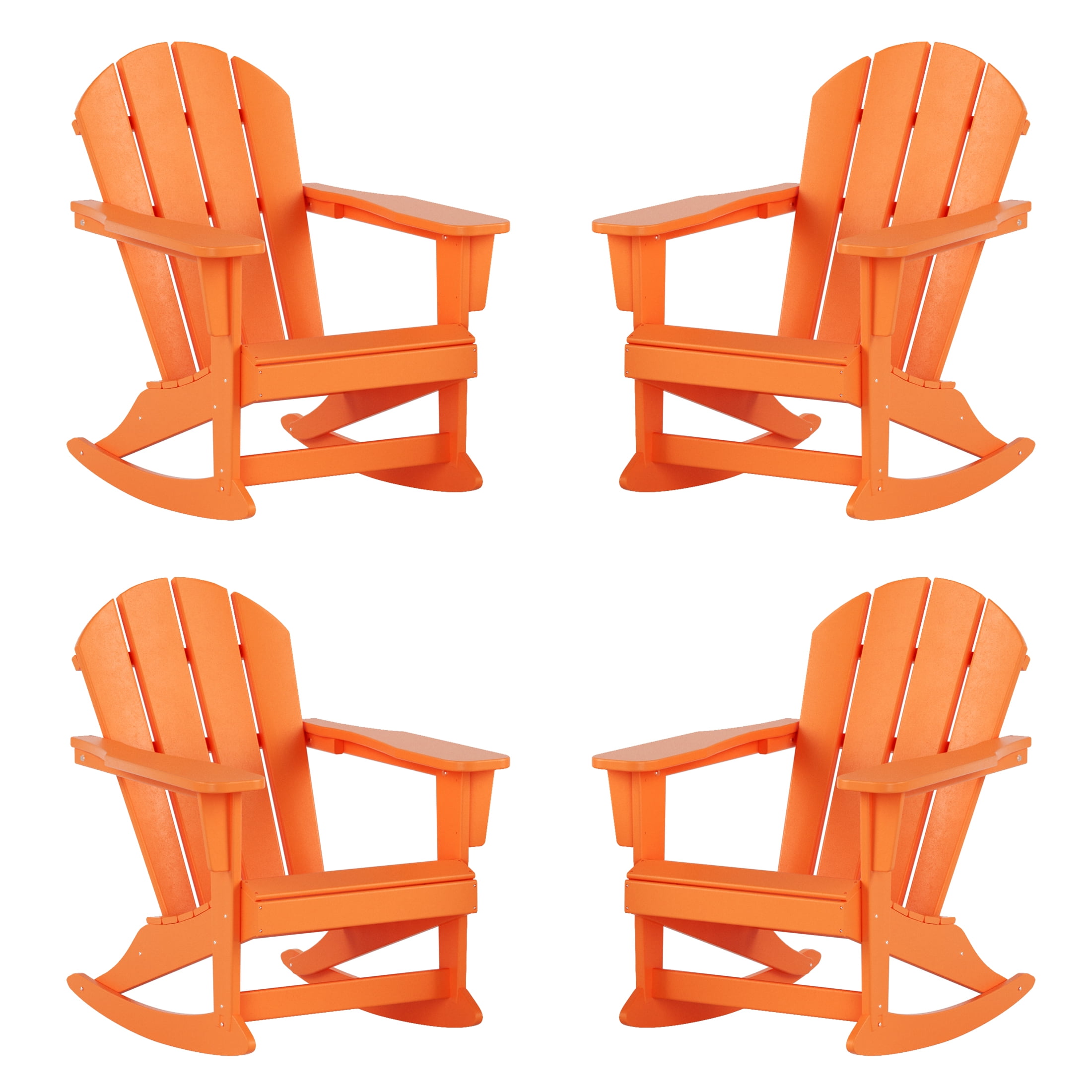 GARDEN Outdoor Adirondack Rocking Chairs for Patio (Set of 4), Orange