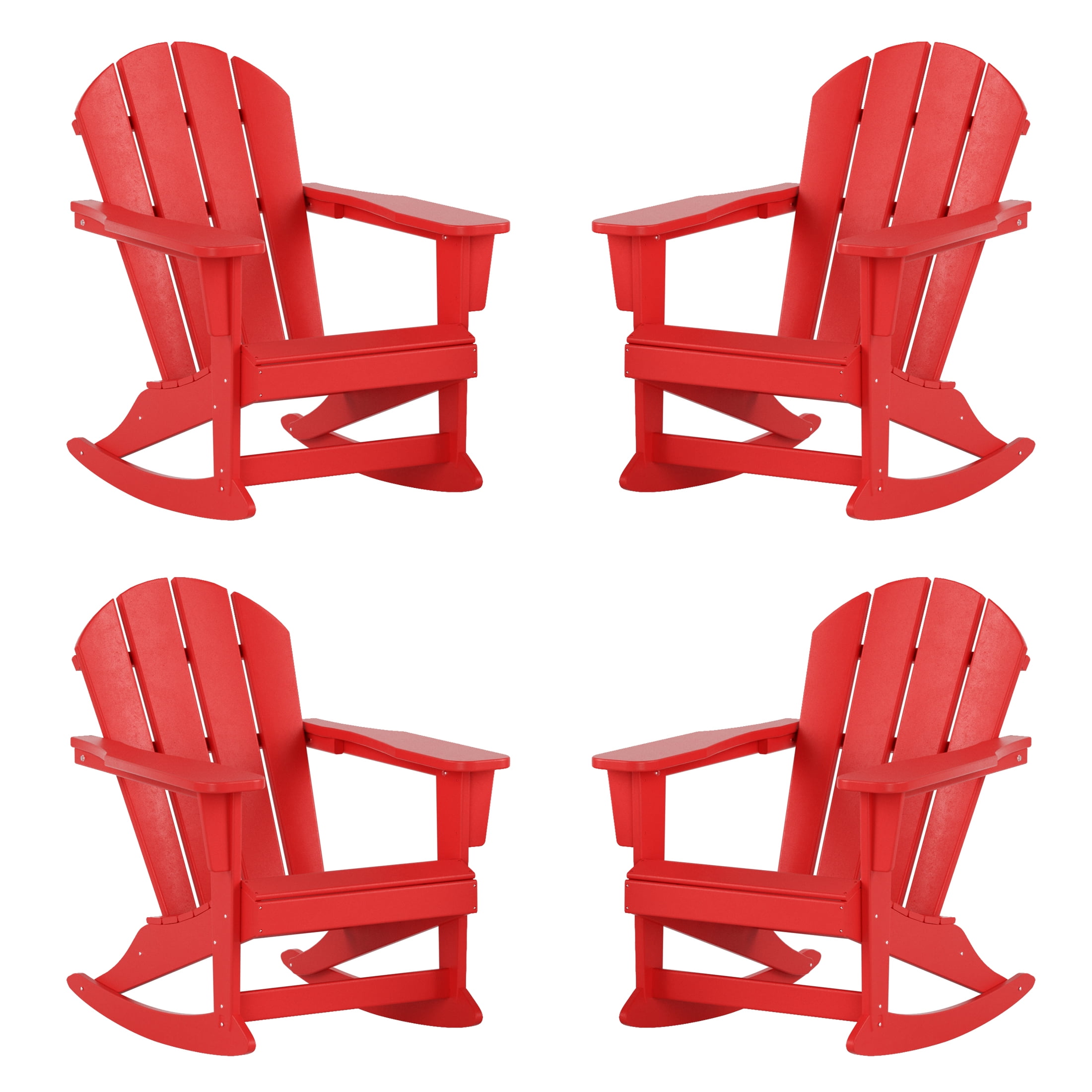 GARDEN Outdoor Adirondack Rocking Chairs for Patio (Set of 4), Red