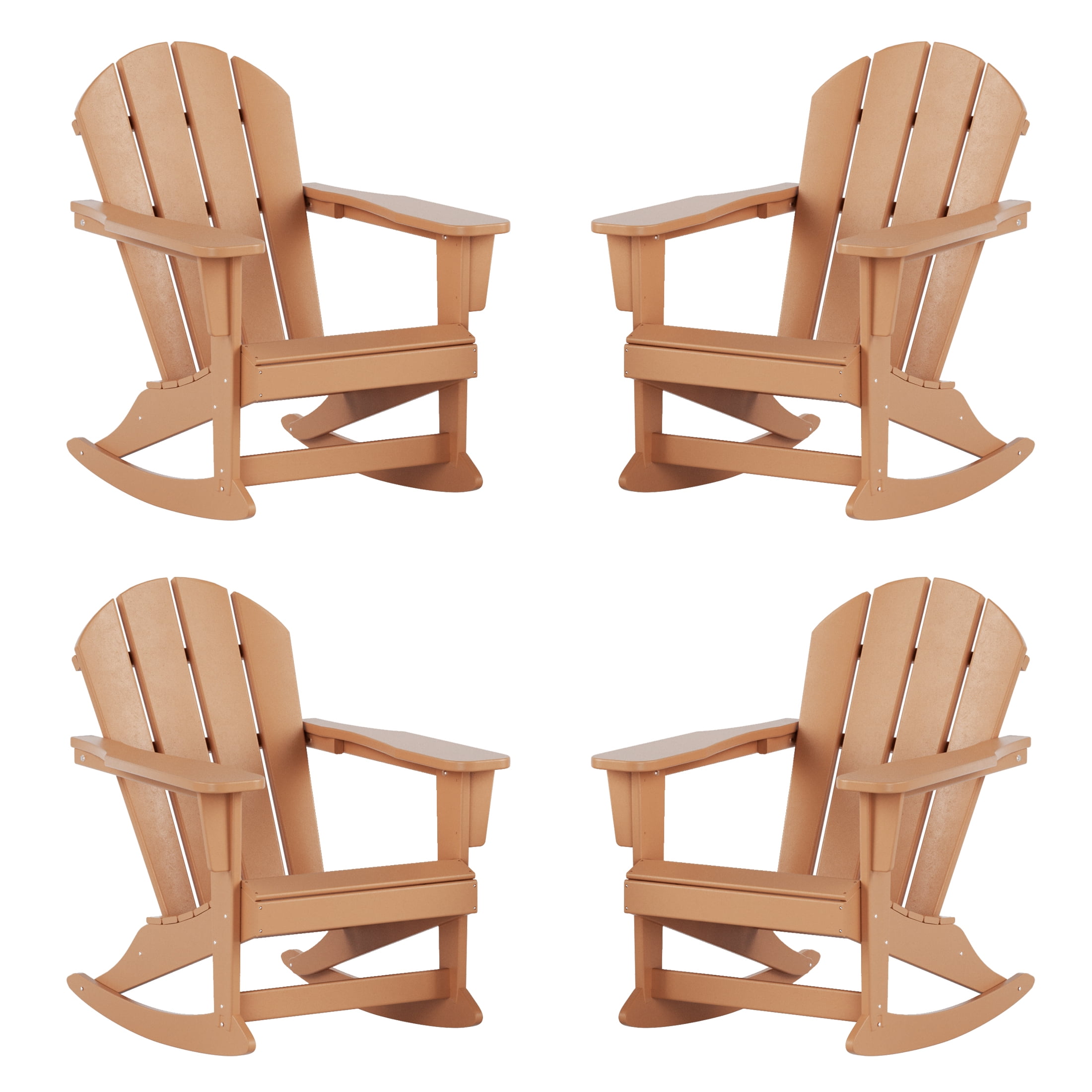 GARDEN Outdoor Adirondack Rocking Chairs for Patio (Set of 4), Teak