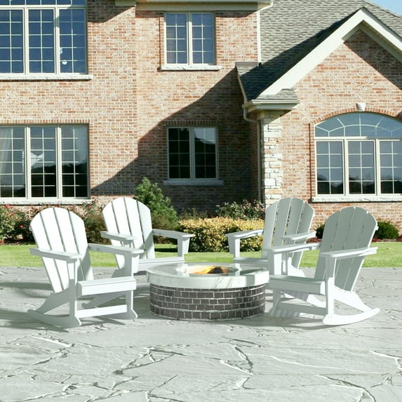 GARDEN Outdoor Adirondack Rocking Chairs for Patio (Set of 4), White
