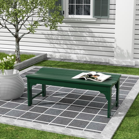 GARDEN Plastic Adirondack Backless Outdoor Bench for Patio Entryway, Dark Green