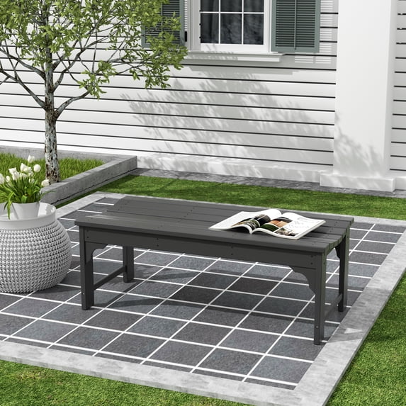 GARDEN Plastic Adirondack Backless Outdoor Bench for Patio Entryway, Gray