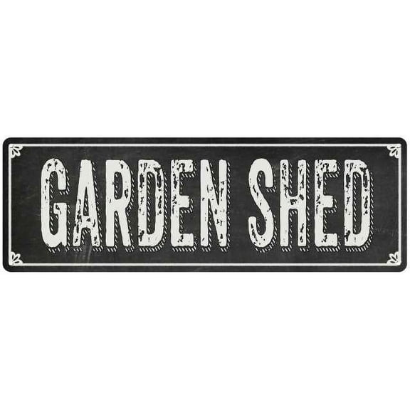 GARDEN SHED Shabby Chic Black Chalkboard Metal Sign 6x18 Decor 106180050009