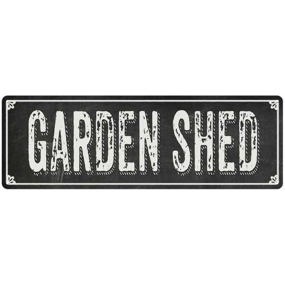 GARDEN SHED Shabby Chic Black Chalkboard Metal Sign 8x24 Decor 108240050009