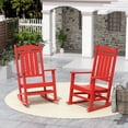 thumbnail image 1 of GARDEN Set of 2 Classic Plastic Adirondack Porch Rocking Chairs, Red, 1 of 9
