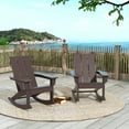 thumbnail image 1 of GARDEN Set of 2 Modern Plastic Outdoor Rocking Chairs for Patio Porch, Dark Brown, 1 of 10