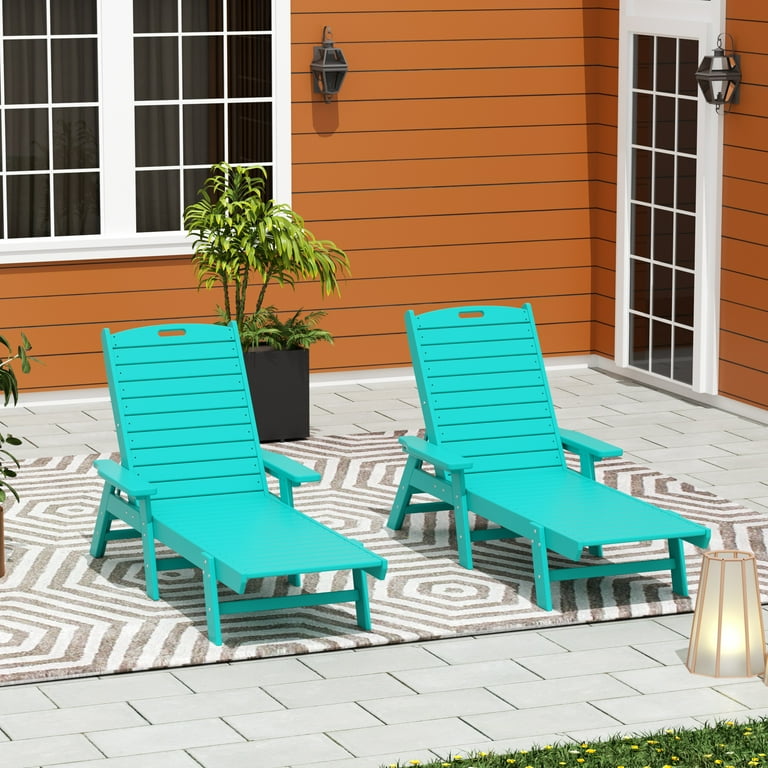 GARDEN Set of 2 Patio Outdoor Chaise Lounge Chair Turquoise
