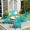 thumbnail image 1 of GARDEN Set of 4 Classic Adirondack Porch Outdoor Rocking Chairs Turquoise, 1 of 9