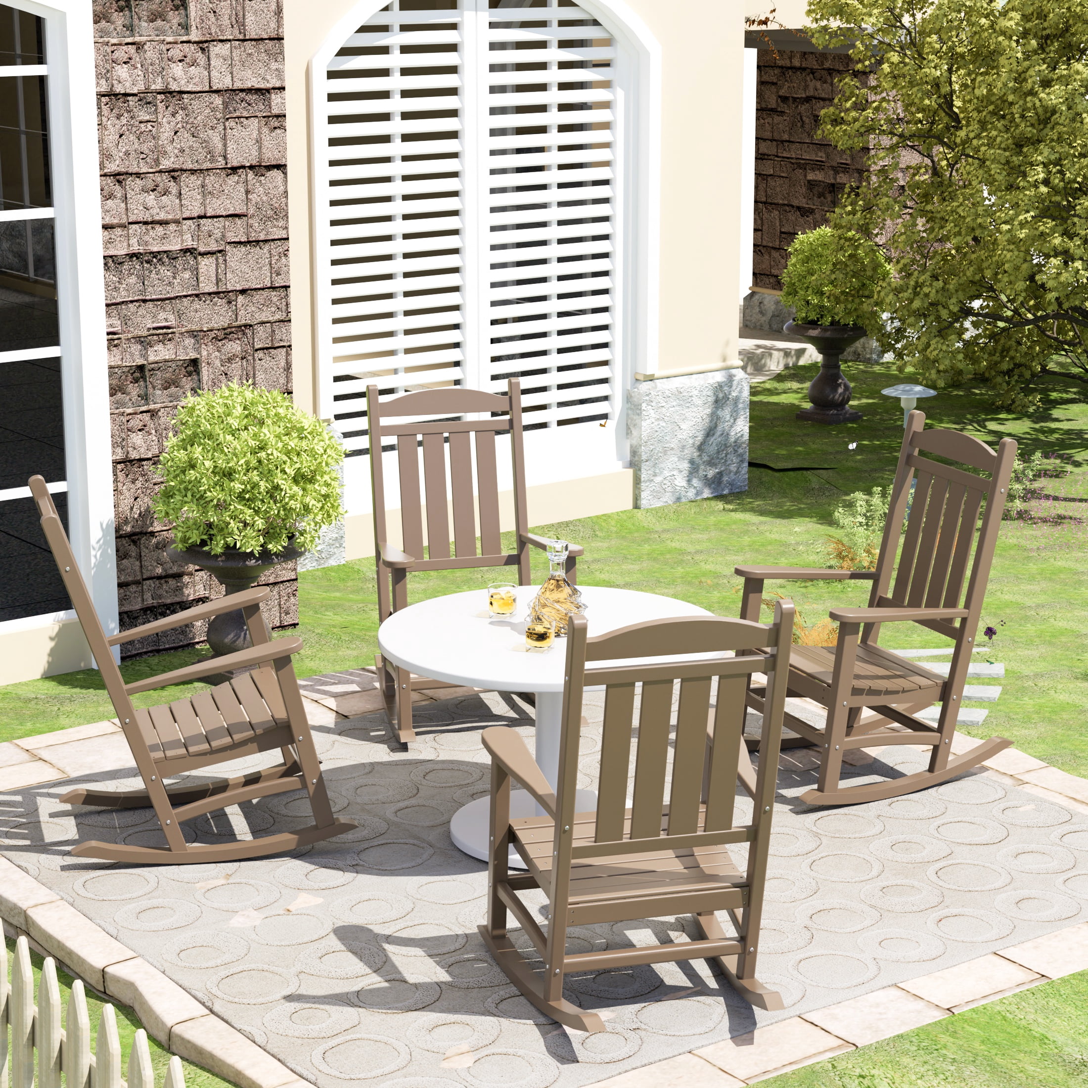 GARDEN Set of 4 Classic Adirondack Porch Outdoor Rocking Chairs ...