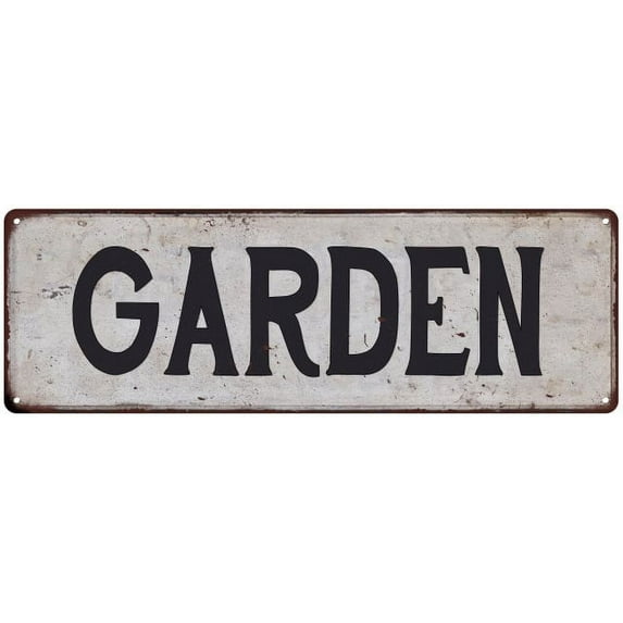 GARDEN Vintage Look Rustic Metal 8x24 Sign City State 108240041032