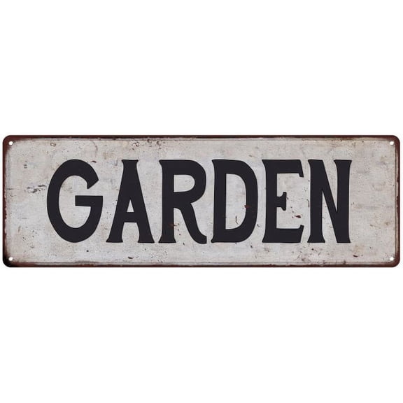 GARDEN Vintage Look Rustic Metal City State Sign 8 x 24 Matte Finish Metal 108240041032