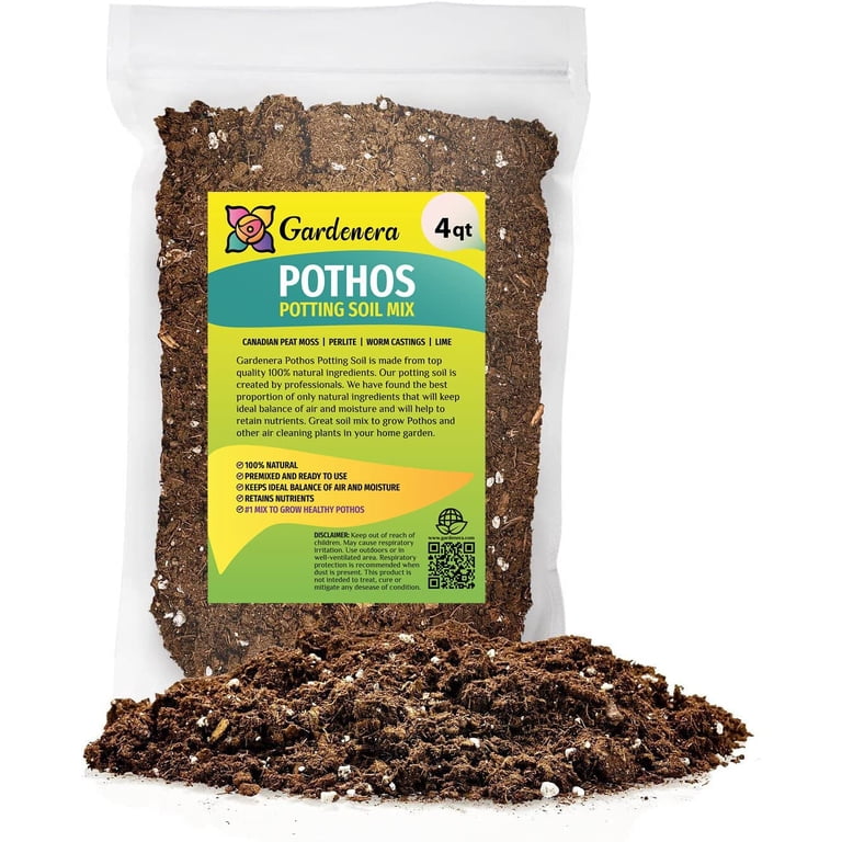Gardenera Air-Purifying Plant Potting Mix - 4 Quart - Potting Soil for Pothos, Parlor Palm, and Peace Lily - Made with Natural and Organic Ingredients