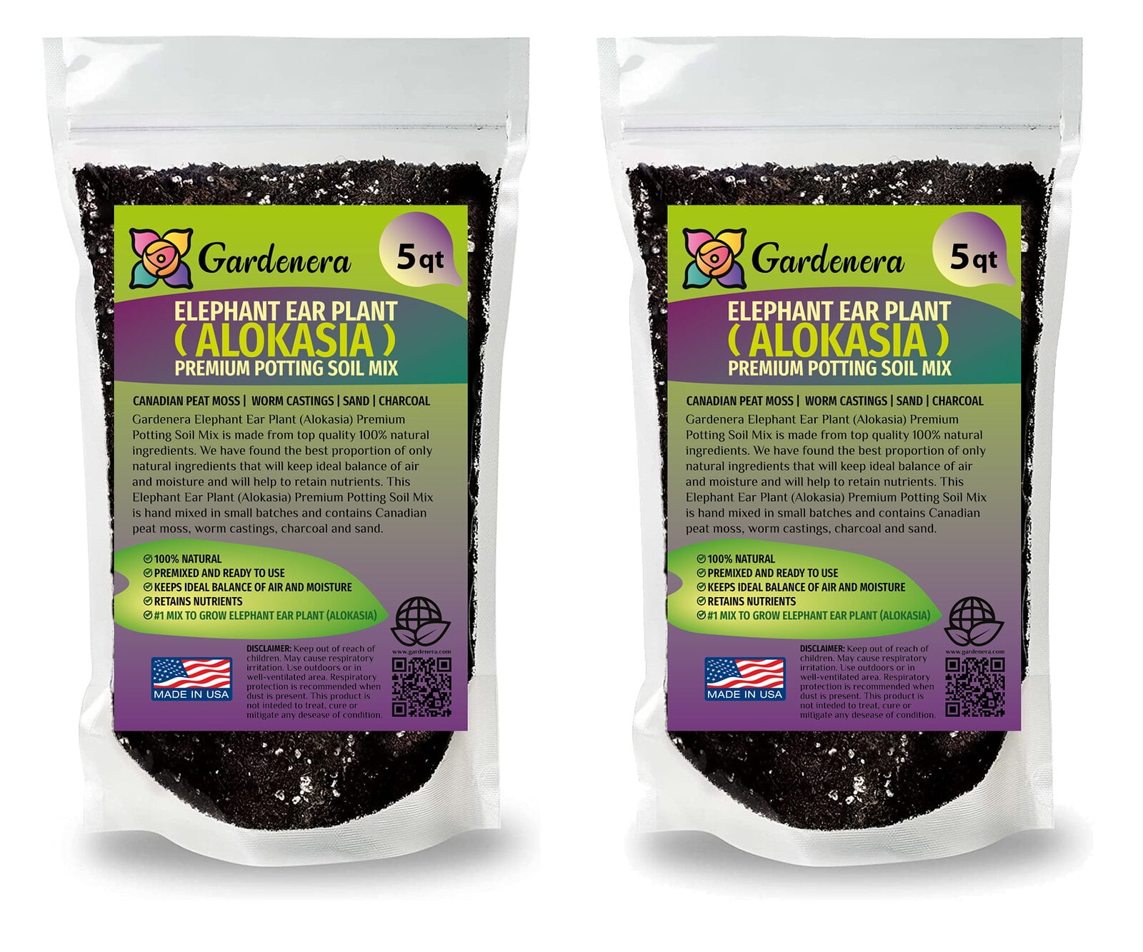 ⭐ GARDENERA Elephant Ear Plant Potting Soil - Experience Thriving Plants and Striking Foliage with this Professional Grade Mix - 10 QUART