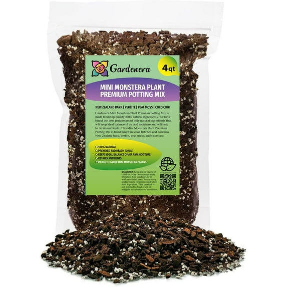 ⭐ GARDENERA Mini Monstera Soil Blend - Specially Designed for Unique Plant Needs - 4 Quart