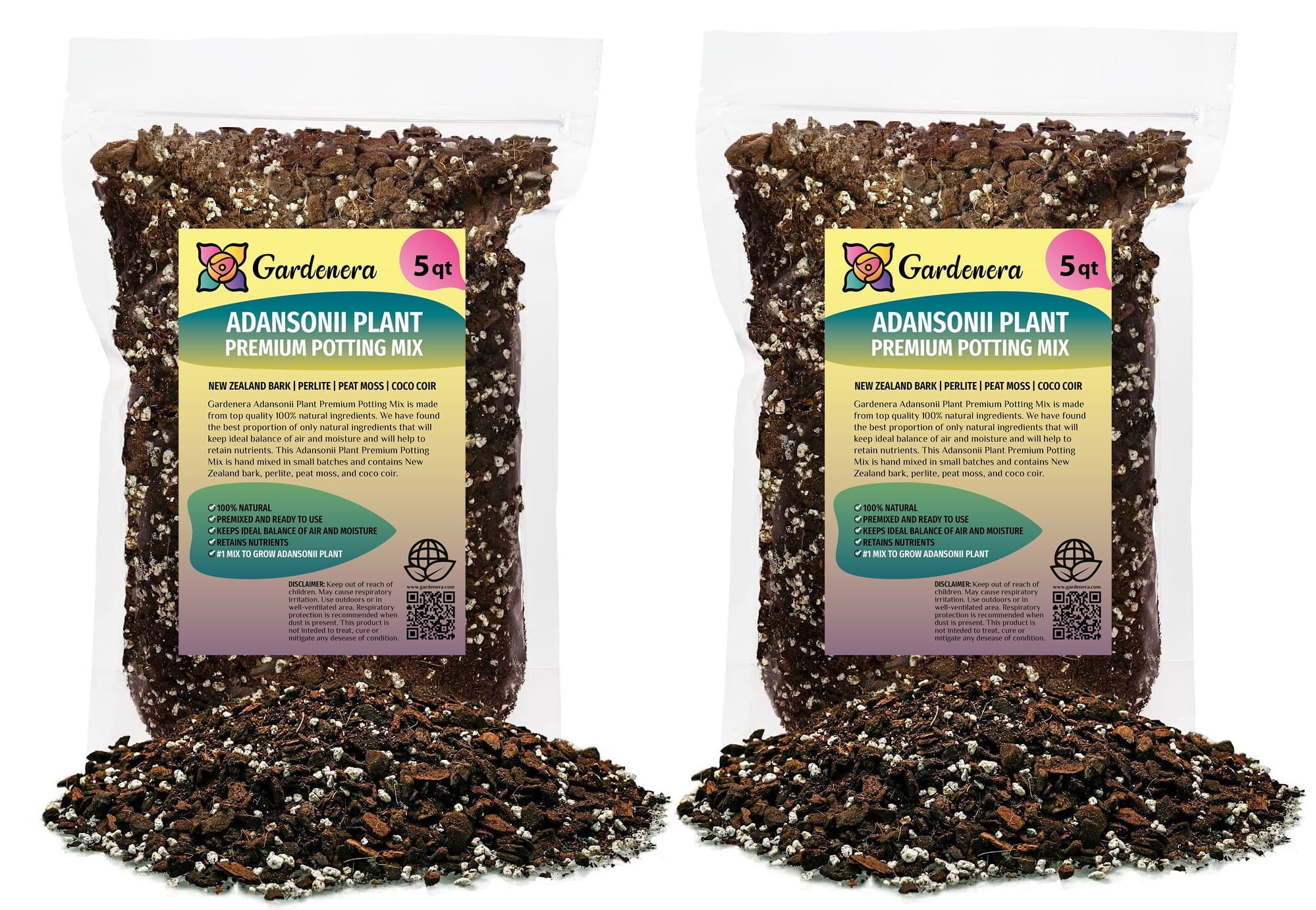⭐ GARDENERA Monstera Adansonii Potting Mix - 10 QT - Enhance Aeration, Drainage & Nutrient Retention - (2 Bags of 5 Quart)
