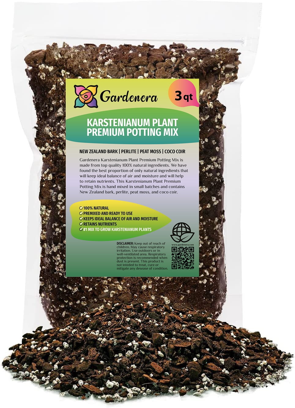 ⭐ GARDENERA Monstera Peru Plant Soil Mix - Monstera Karstenianum - Expertly Formulated for Strong and Healthy Roots - 3 Quart