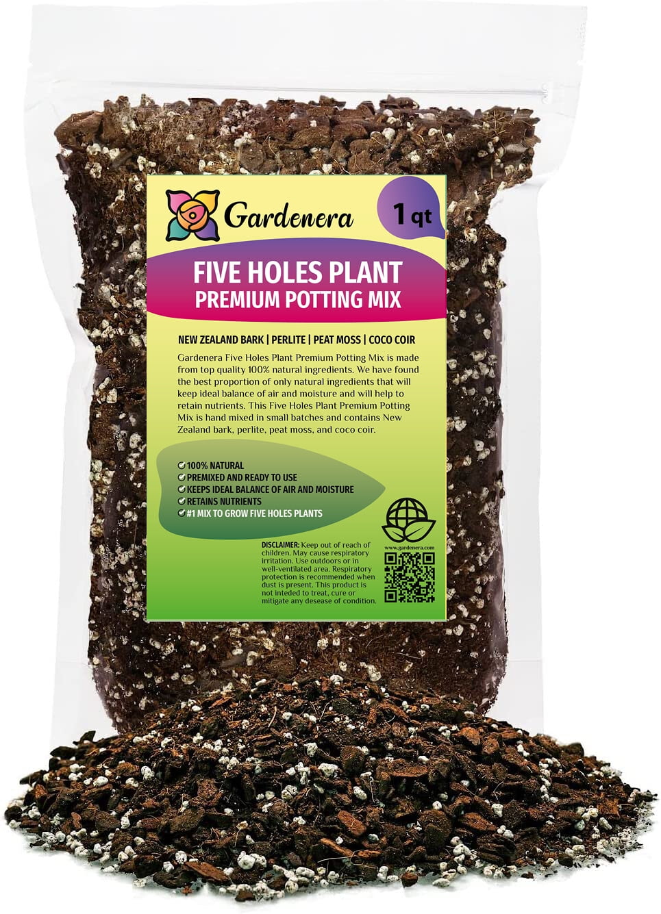 ⭐ GARDENERA Premium Five Holes Monstera Potting Mix - Hand-crafted for Optimal Nutrient Absorption - 1 Quart