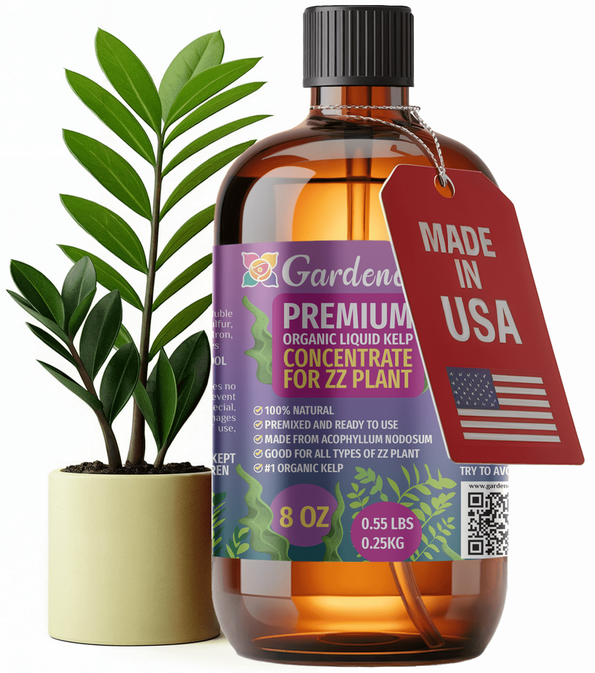 GARDENERA Premium Organic Seaweed & Kelp Superfood  for ZZ PLANT Plants - 8 oz - Liquid Kelp Fertilizer Concentrate (Makes 45  Gallons) - Walmart.com