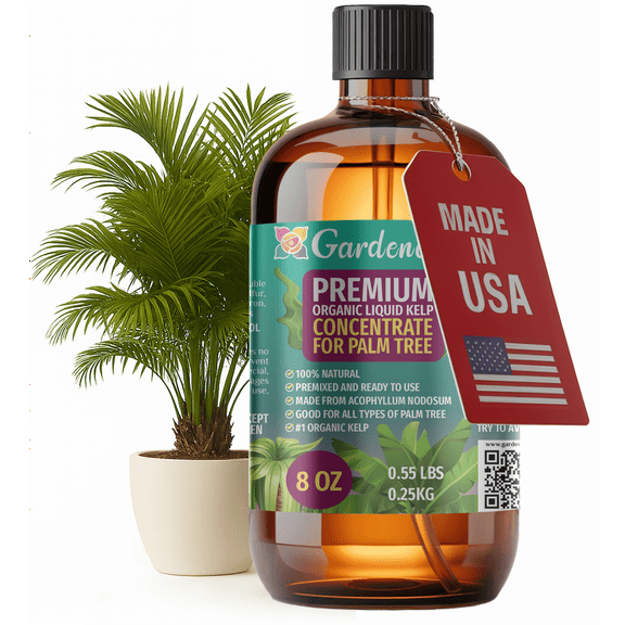⭐ GARDENERA Premium Organic Seaweed & Kelp Superfood for PALM TREE Plants - 8 oz - Liquid Kelp Fertilizer Concentrate (Makes 45 Gallons)