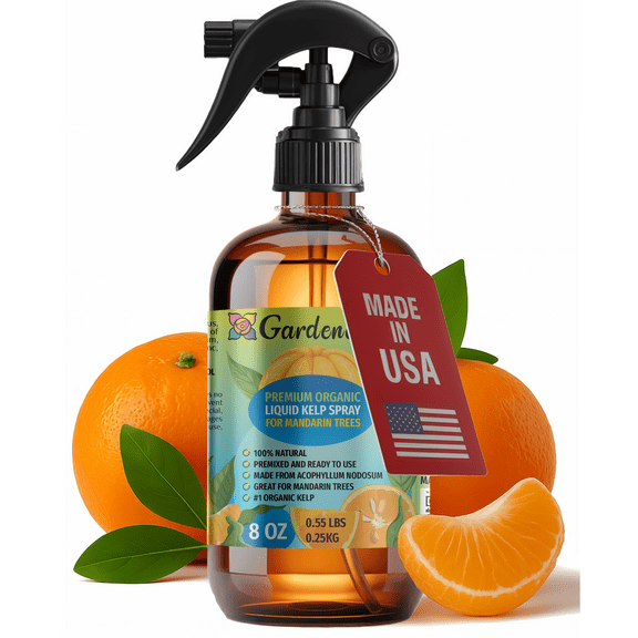 ⭐ GARDENERA Professional Organic Liquid Kelp Spray for MANDARINE Plants - 8 oz - Ready-To-Use Fully Organic Seaweed & Kelp Fertilizer Mist