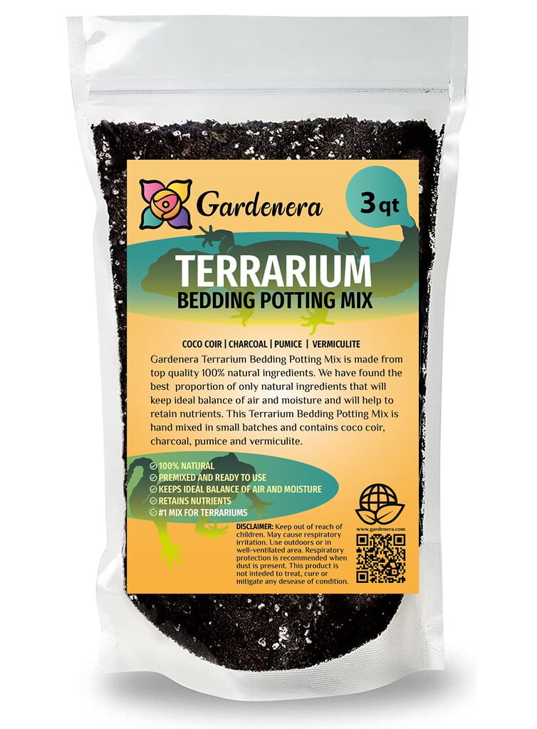 ⭐ GARDENERA Terrarium Potting Soil Mix - Hand-Blended with Coco Coir, Charcoal, Pumice, and Vermiculite - 3 QUARTS