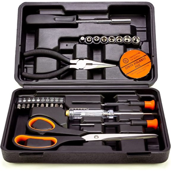 GARDENERA Tool Set Household Tool Kit 25-Piece - General Home/Auto Repair Tool Set with Hammer, Pliers, Screwdriver Set and Toolbox Storage Case - Perfect for Homeowner, DIYer, Handyman