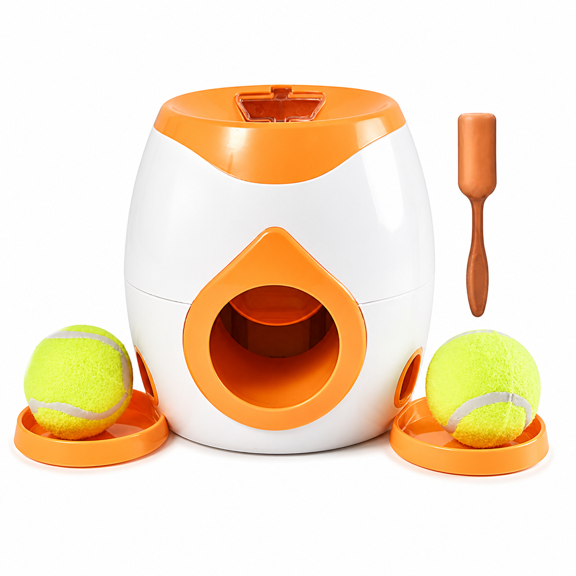 GARDVORA 2026 New Automatic Dog Ball Thrower Launcher Dog Fetch Machine for Small to Medium Sized Dogs Adjustable Launch Distances Ball Launcher for Dogs with 2 Balls Dual Power Ball Thrower for Dogs