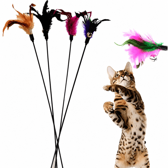 GARDVORA 2026 New Interactive Cat Sticks Toys with Jingle Bell,Multicolor (4 Pack) for Indoor Play,Kitten,Cat Exercise,Pet Entertainment,Home,Apartment,Cat Engagement