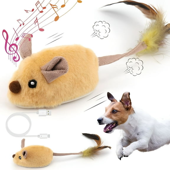 GARDVORA 2026 New Interactive Dog Toys,Fake Mouse Moving Dog Toy with Automatic Sensor,Dog Mouse Toy with Realistic Sound & Extended Tail,Automatic Dog Toy for Cats Dogs Pet,Squeaky Dog Toys Blue