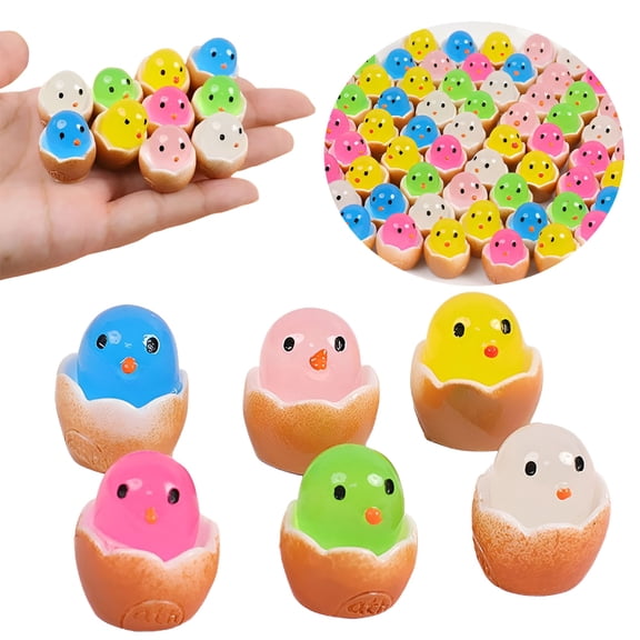 GARDVORA 2026 New Modern Decor Accents! Mini Chickens with Eggshell Cute Mini Resin Animals Chicks Figurines Glow in the Dark Easter Eggs Chick Outdoor Decor Diy Egg Fillers