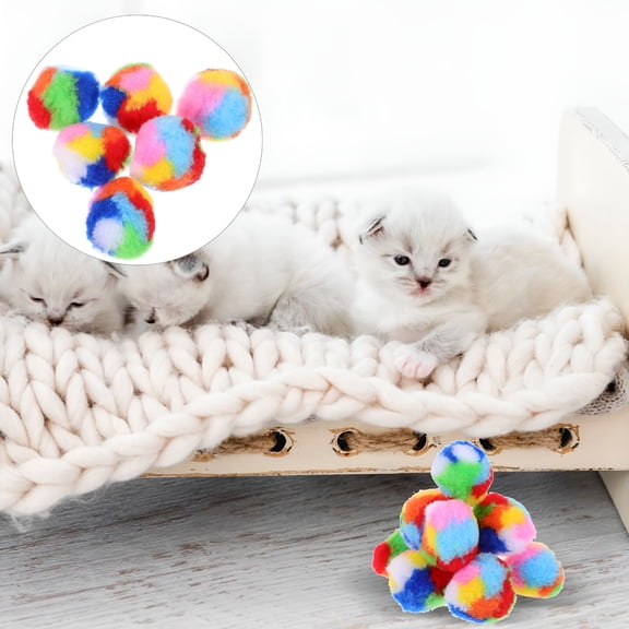 GARDVORA 20pcs Cat Balls Toy Cute Rainbow Yarn Puff Balls Funny Kitten Fuzzy Balls