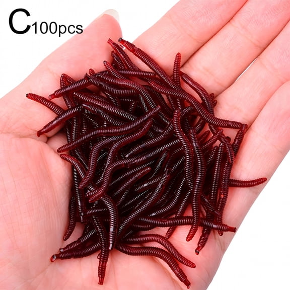 GARDVORA 50/100Pcs Silicone Red Worm Soft Lures Earthworm Rubber Baits Shrimp Bass Carp