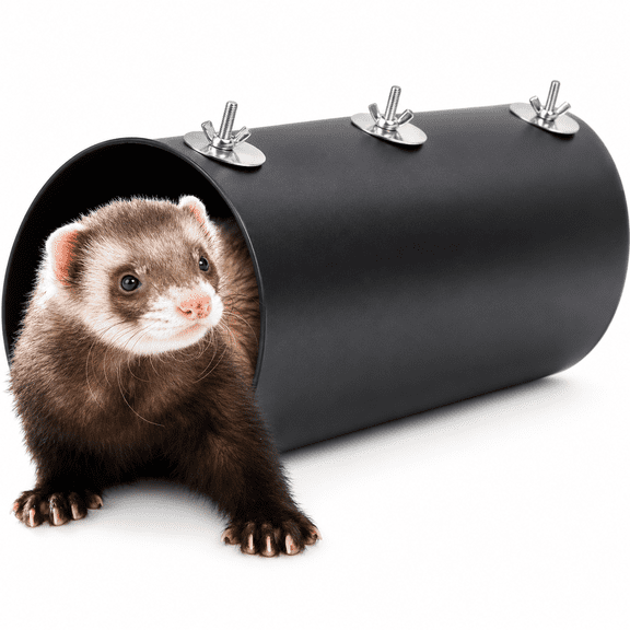 GARDVORA Chinchilla Hanging Cooling Tunnel, Small Animals Tubes Tunnel|Ferret Chinchilla Squirrel Guinea Pig Rat Cage Accessories, Cooling Chinchilla Hideout (Black-Long)