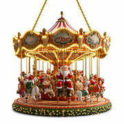 GARDVORA Christmas Merry Carousel Animated Indoor Christmas Decoration, 10Inch, Red,2D