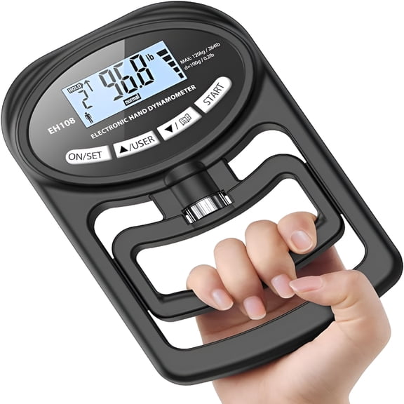 GARDVORA Hand Grip Strength Trainer - Electronic Grip Strength Tester Hand Exerciser Meter Digital Grip Training Gauge 265 Lbs / 120 Kgs for Sport Home School Use