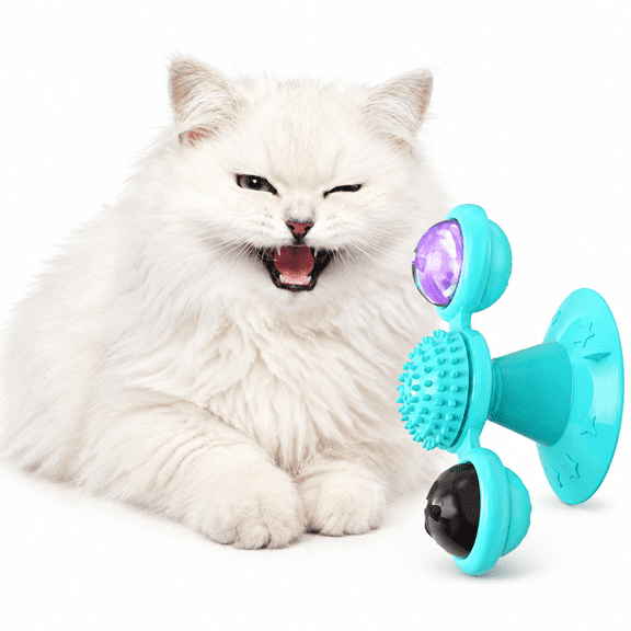 GARDVORA Interactive Windmill Cat with Catnip: Cat for Indoor Cats Funny Kitten with Led Light Ball Suction Cup\\U2016Cat Nip for Cat Chew Exercise(Blue)