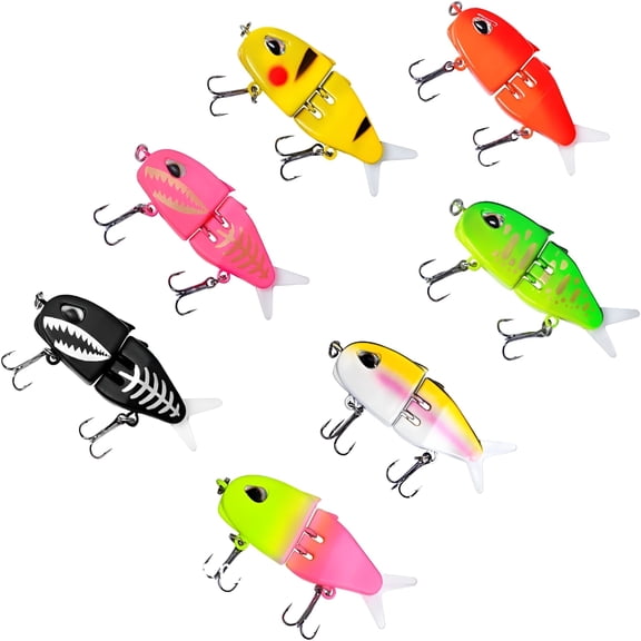 GARDVORA Mini Multi-Segment Glide Baits for Bass Fishing with Soft Rubber Fins