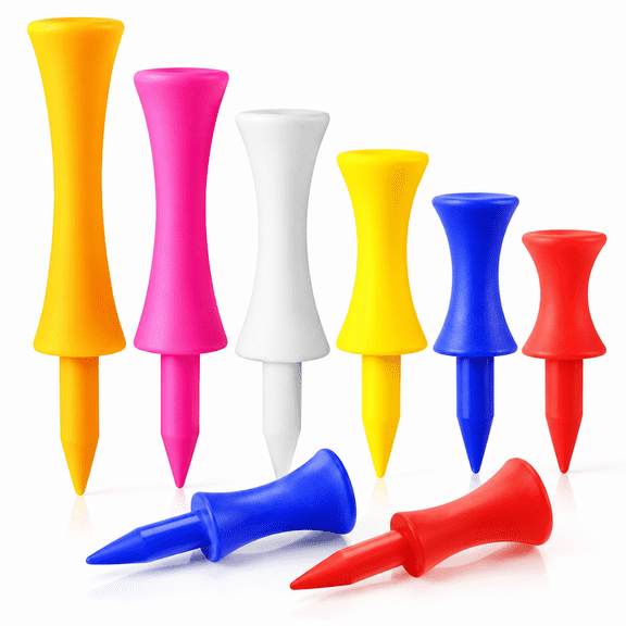 GARDVORA Plastic Golf Castle Tees Step Down Unbreakable Mixed Or Same Height Value 100 Count,2 3/4,2 1/4,2,1 3/4,1 1/2" Length Colorful for Practice
