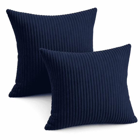 GARDVORA Polyester Doll 20" x 20" Modern Contemporary Transitional Navy Blue Striped Polyester Throw Pillow 2 Count