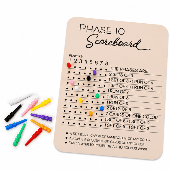 GARDVORA Score Board, 2025 New Wooden Scoreboard and Round Tracker with 8 Colored Pegs, Score Sheets, Card Games for Party Family Adults