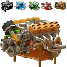 GARDVORA V8 Engine Kit Gasoline, Ohv V8 Small-Block Engine Model Kits, Mini V8 Engine Kit That Runs on Gas, Build Your Own Mini Working V8 Engines for Adults (Yellow)