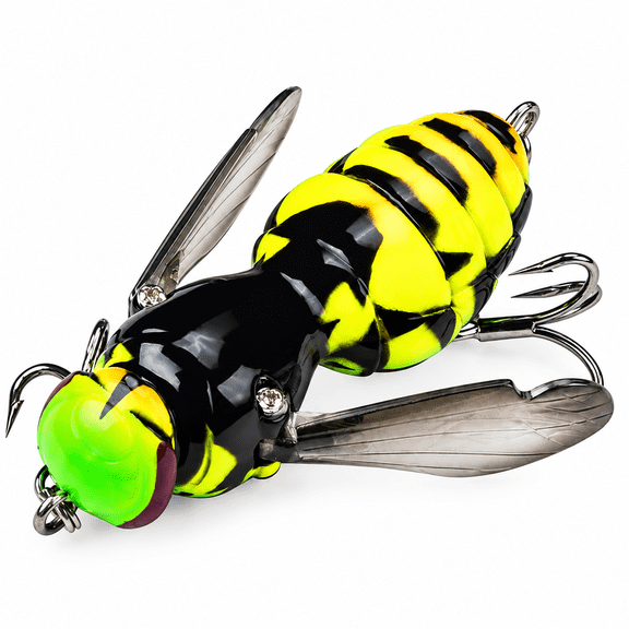GARDVORA Wasp Craw Bait Insect Bionic Floating Fishing Lures Swimbaits Hard Artificial Baits Lure for Freshwater and Saltwater Bass Carp Pike Walleye Fishing ABS Material Carbon Steel Three Book Hook