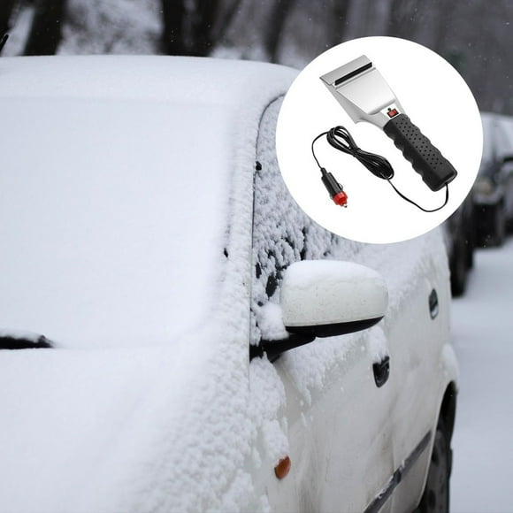 GARENAS 12V Heated Car Winter Windshield Scraper Heating Snow Ice Brush Shovel(Silver)